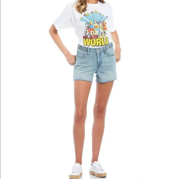 NWOT Frayed High Rise Denim Short Frayed Hem Light Wash Zip Up - Picture 7 of 7